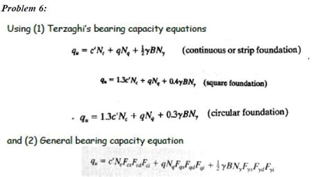 Terzaghi bearing capacity equation example problems.